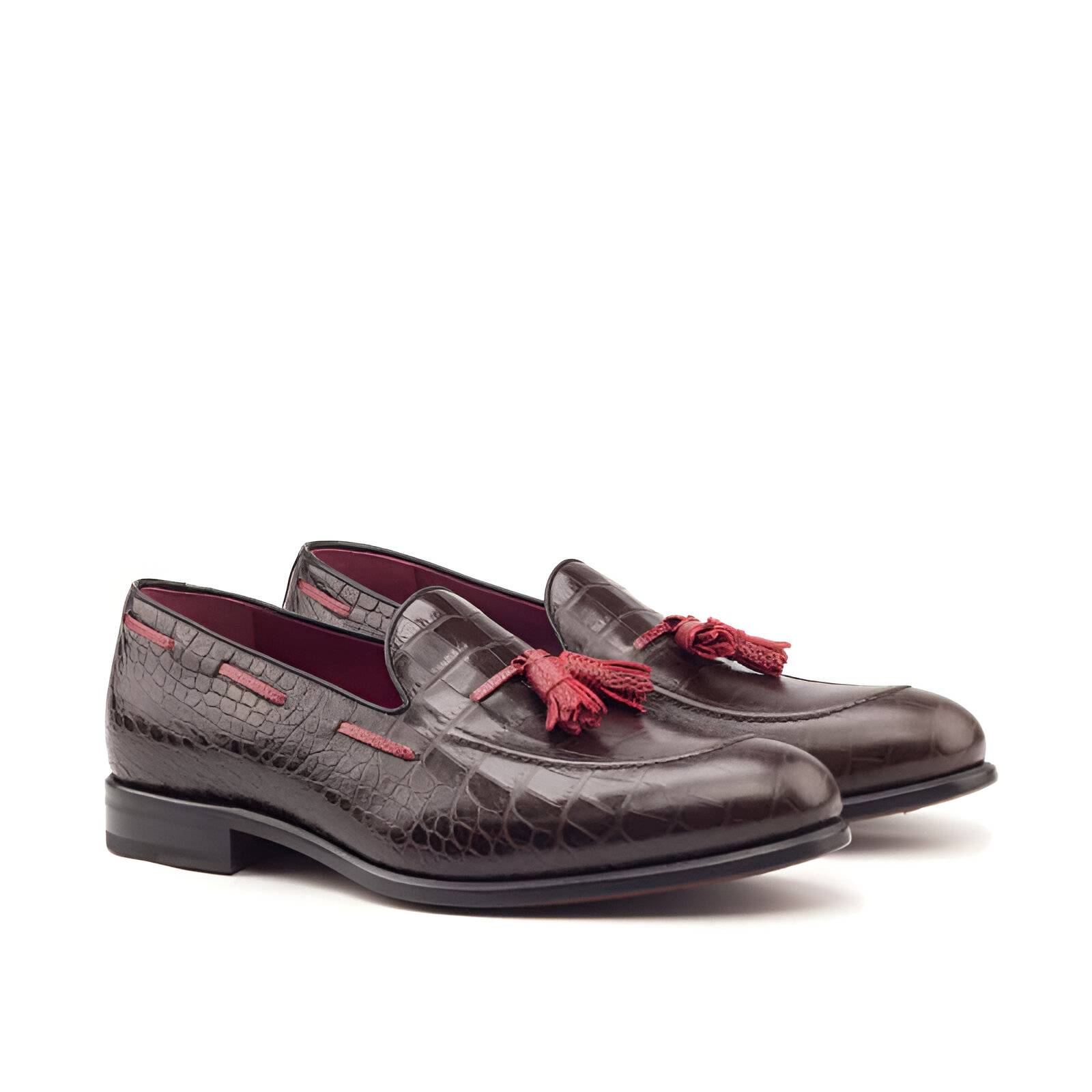 Brown Croco Men's Tassel Loafers