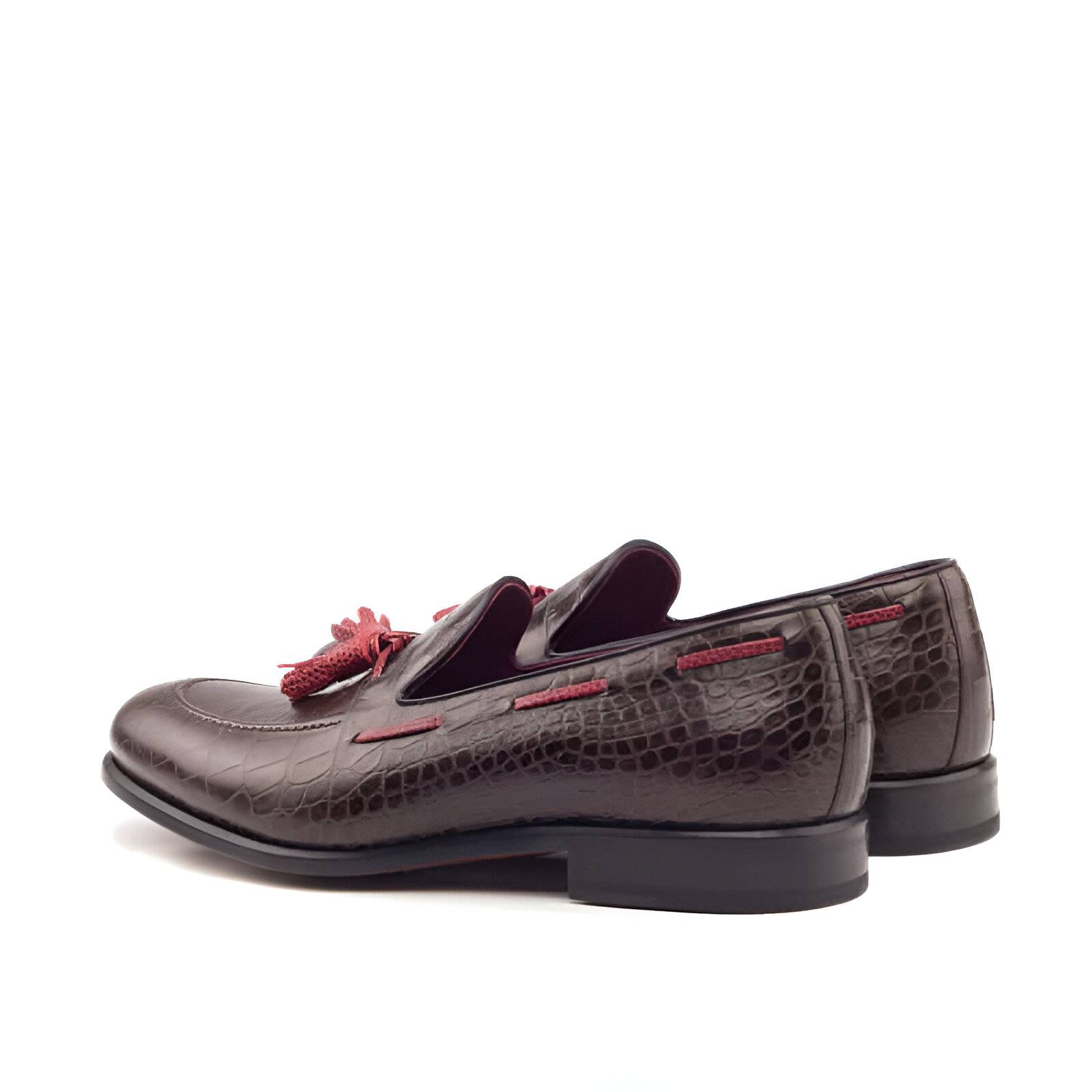 Brown Croco Men's Tassel Loafers