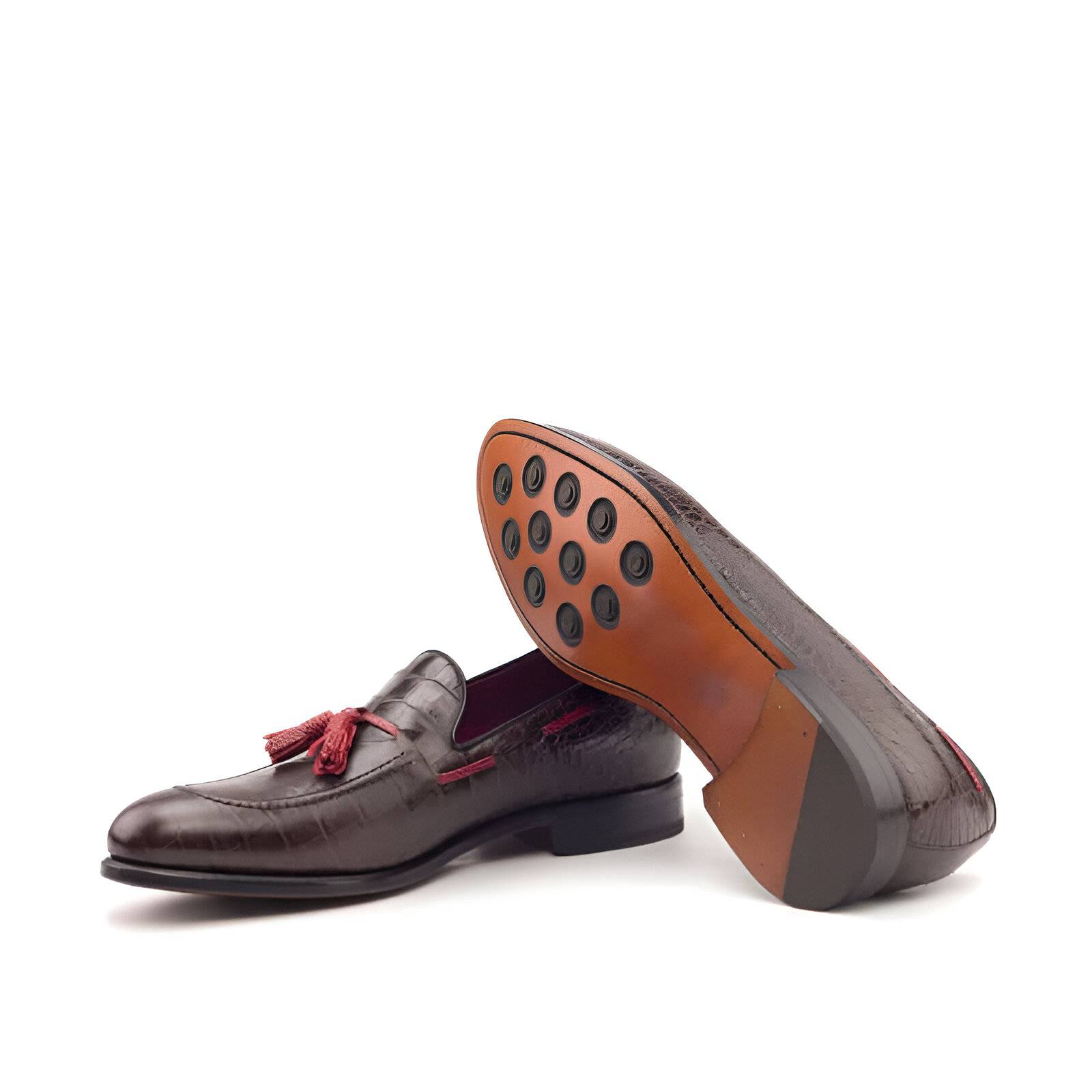 Brown Croco Men's Tassel Loafers