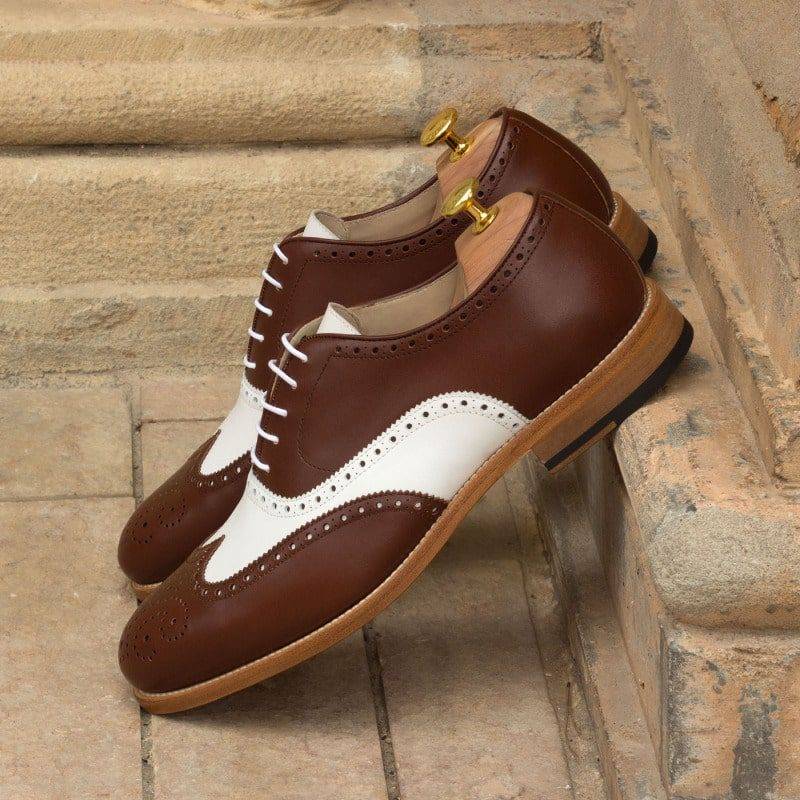 Custom Made Wingtips in Medium Brown and White Box Calf