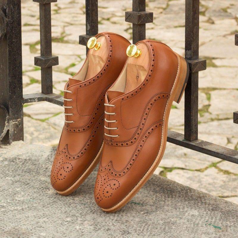 Custom Made Wingtips in Cognac Box Calf Leather