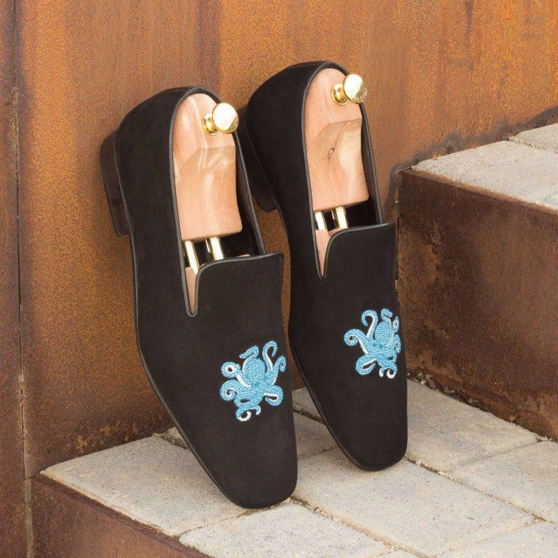 Custom Made Drake Slippers in Black Suede