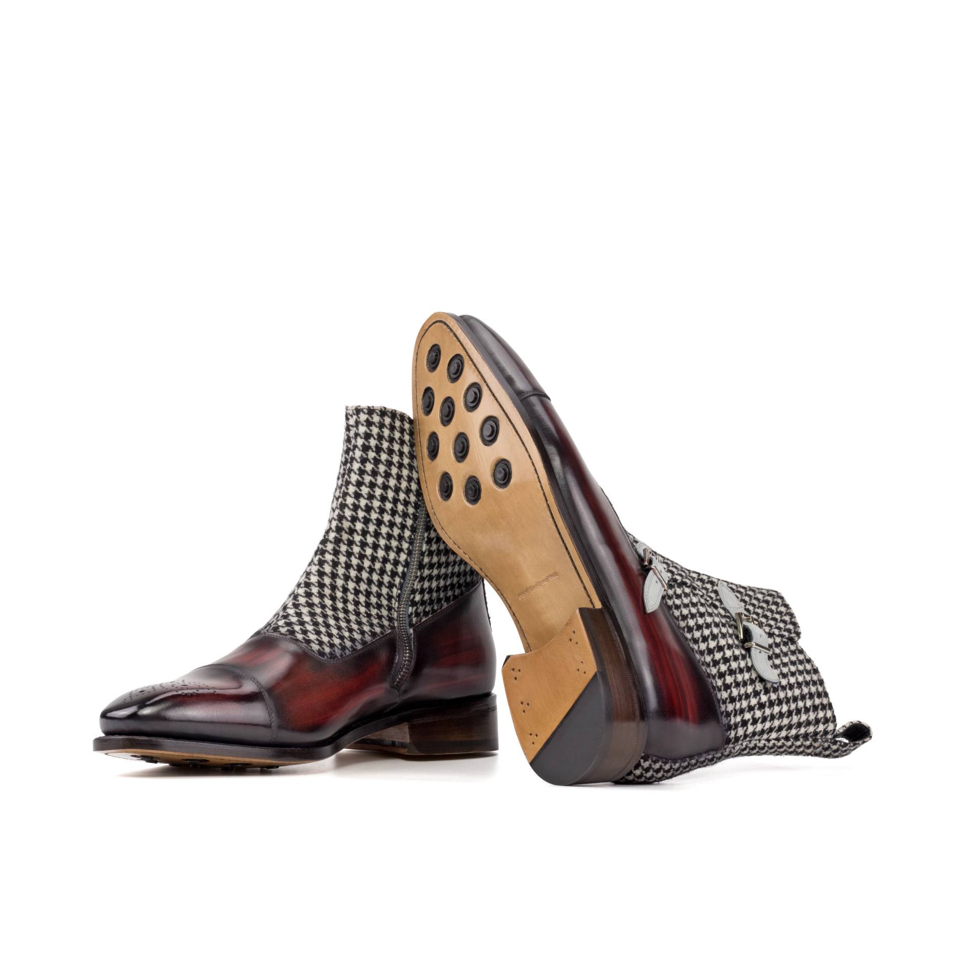 Burgundy Hand Patina Men's Buckle Boots