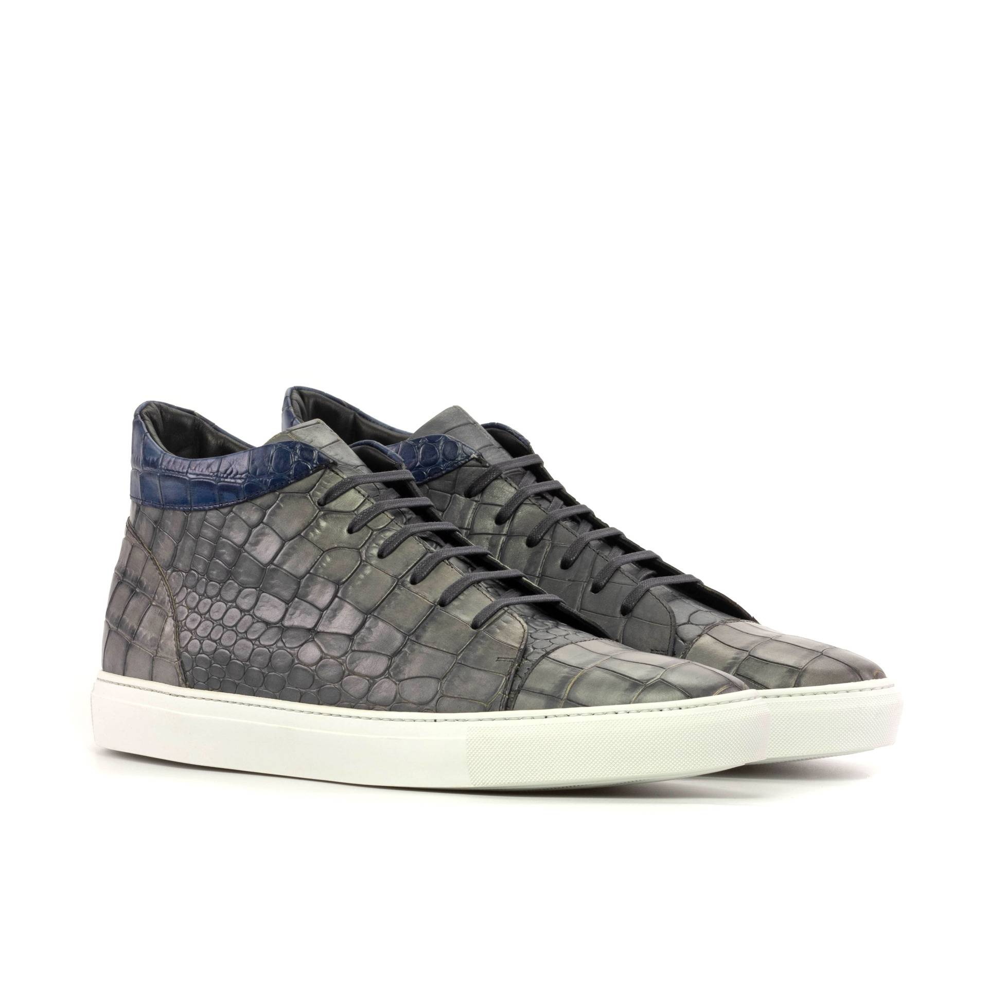 Grey Croco Men's High Top Sneakers