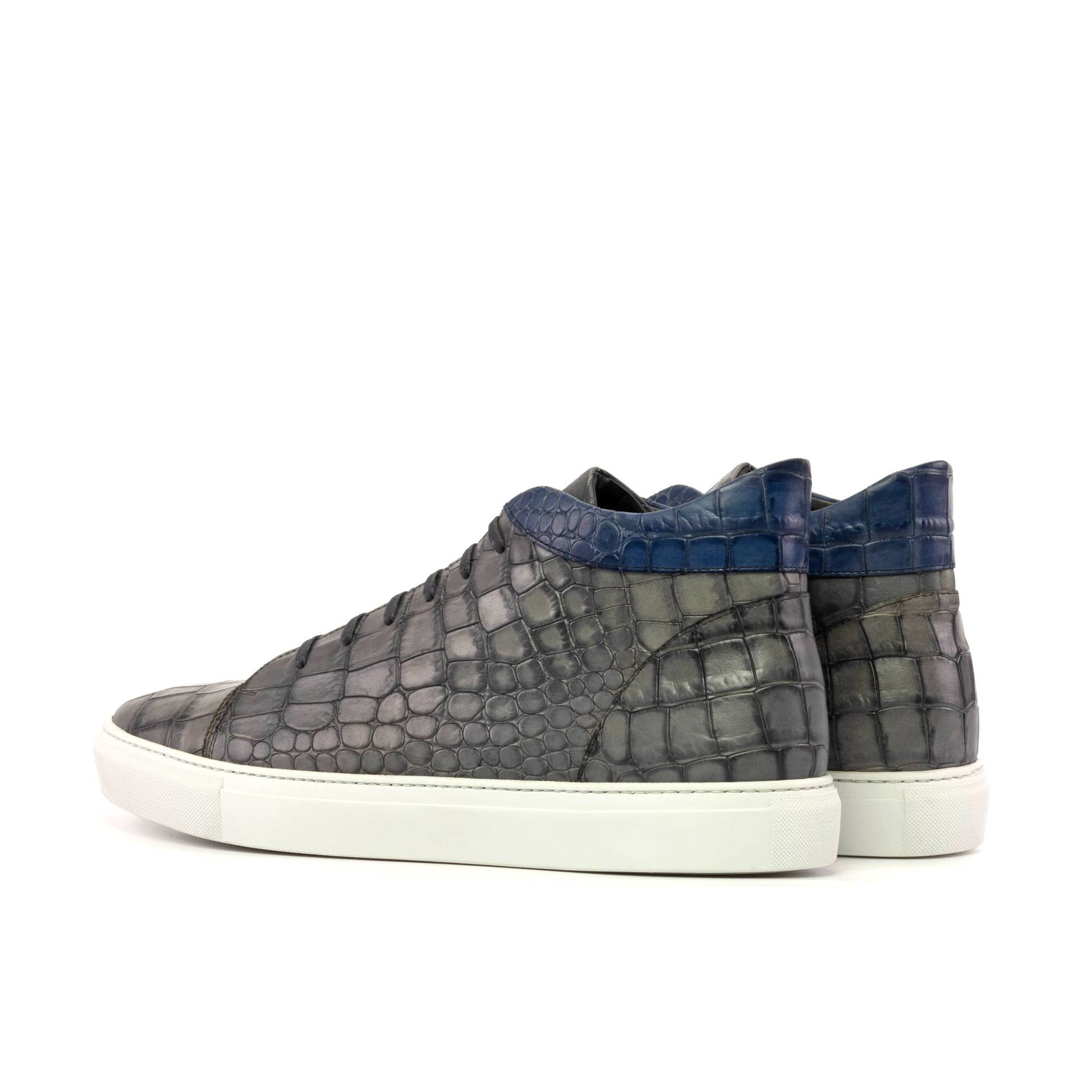 Grey Croco Men's High Top Sneakers