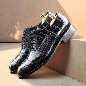Black Alligator Men's Oxford Shoes