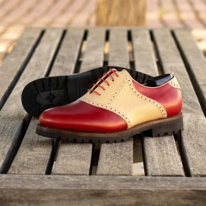 Red and Tan Men's Saddle Shoes with Chunky Soles