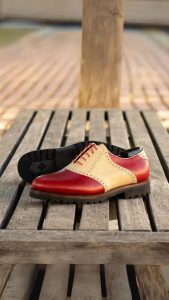 Red and Tan Men's Saddle Shoes with Chunky Soles