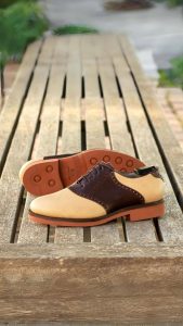 Brown and Tan Mens Saddle Shoes