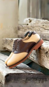 Brown and Tan Mens Saddle Shoes