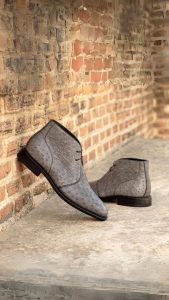 Grey Ostrich Skin Men's Chukka Boots