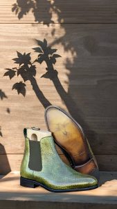 Green Python Men's Chelsea Boots