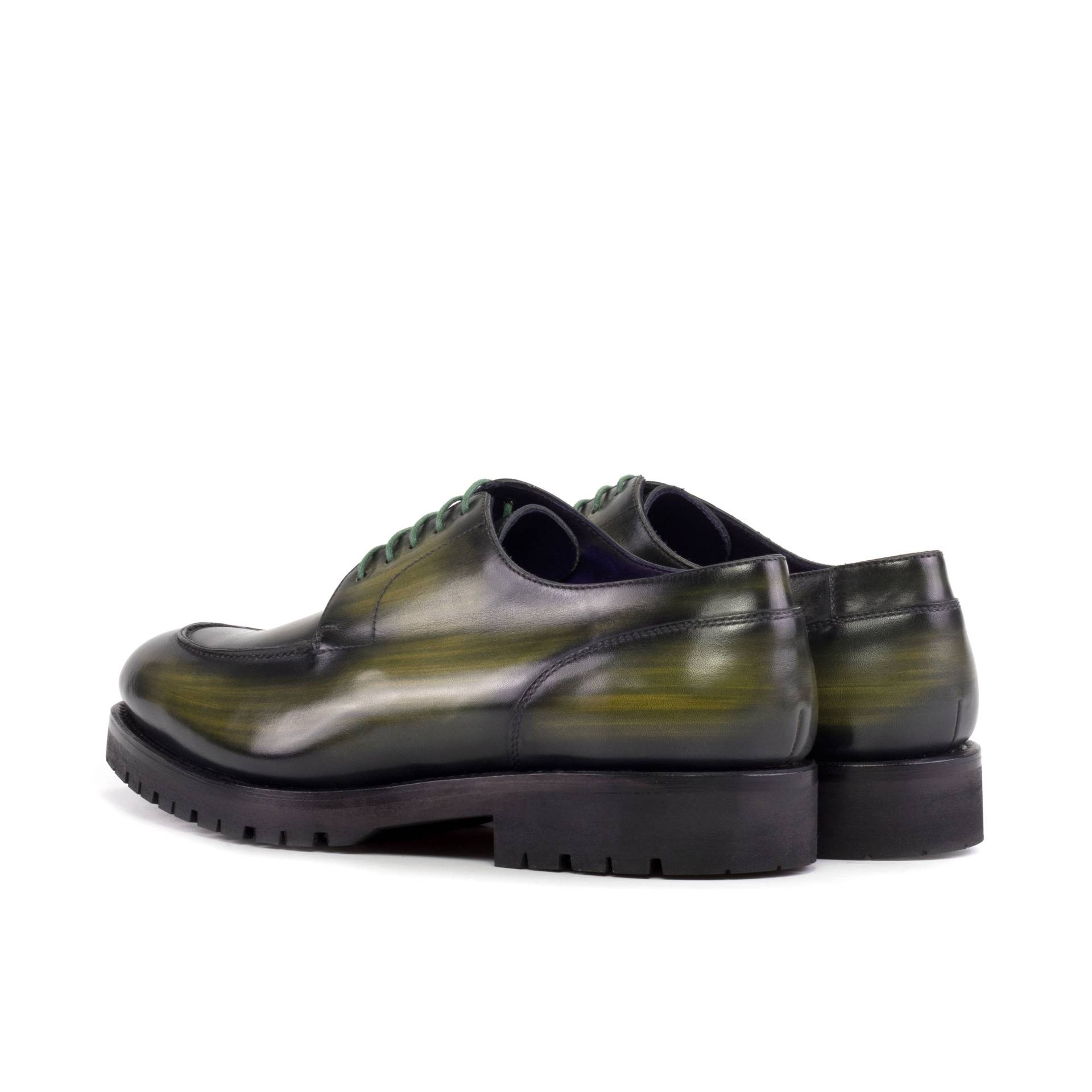 Green Hand Patina Men's Split Toe Derby Shoes