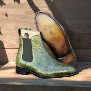 Green Python Men's Chelsea Boots