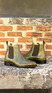 Green Python Men's Chelsea Boots
