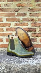 Green Python Men's Chelsea Boots