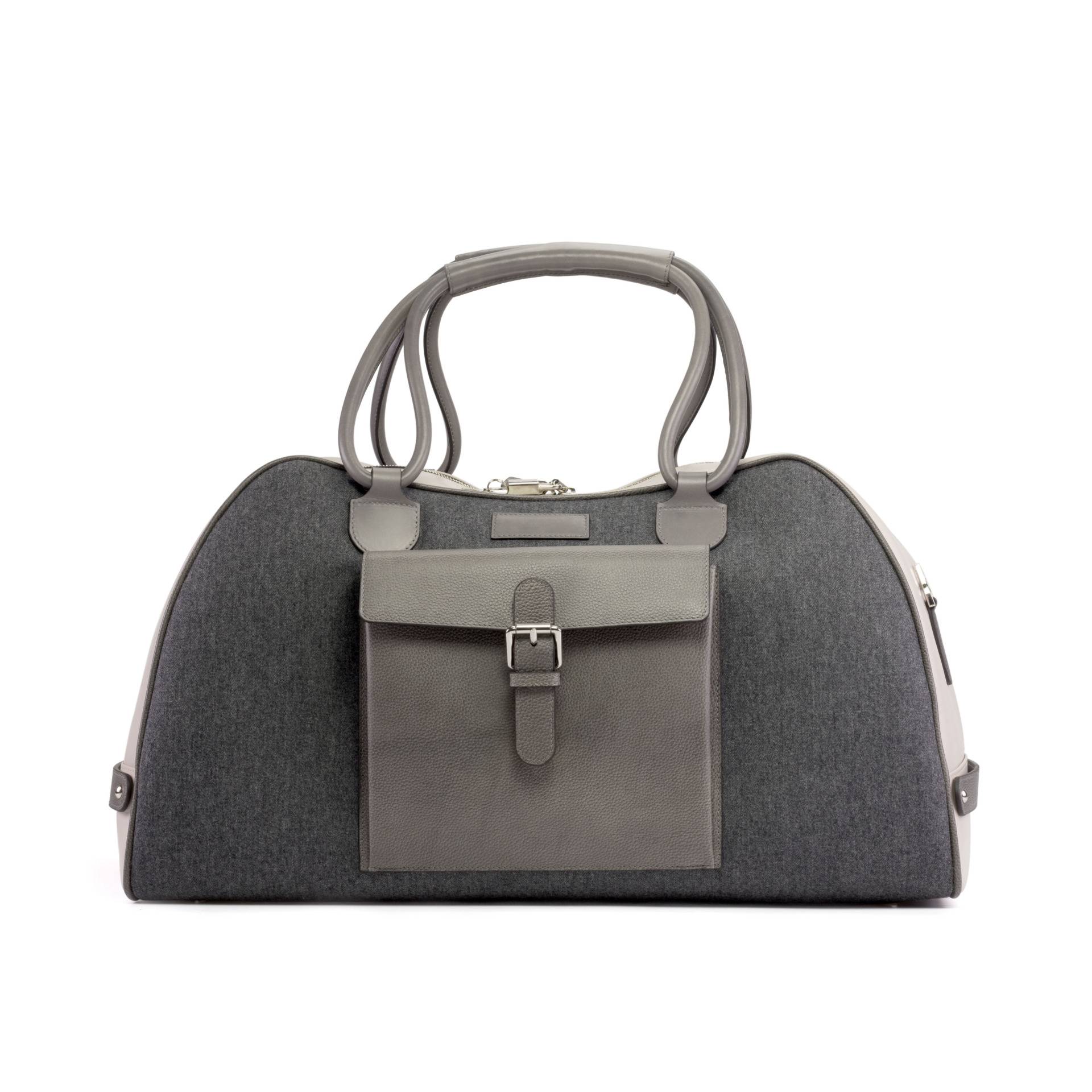 White and Grey Duffle Bag