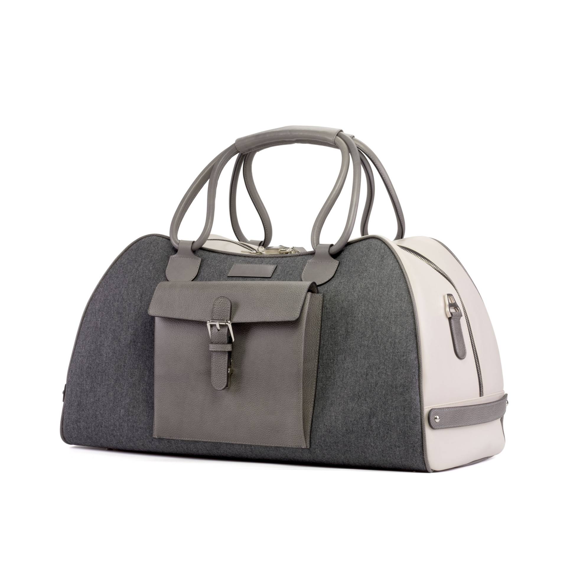 White and Grey Duffle Bag