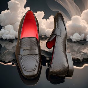 Black Python Men's Slippers