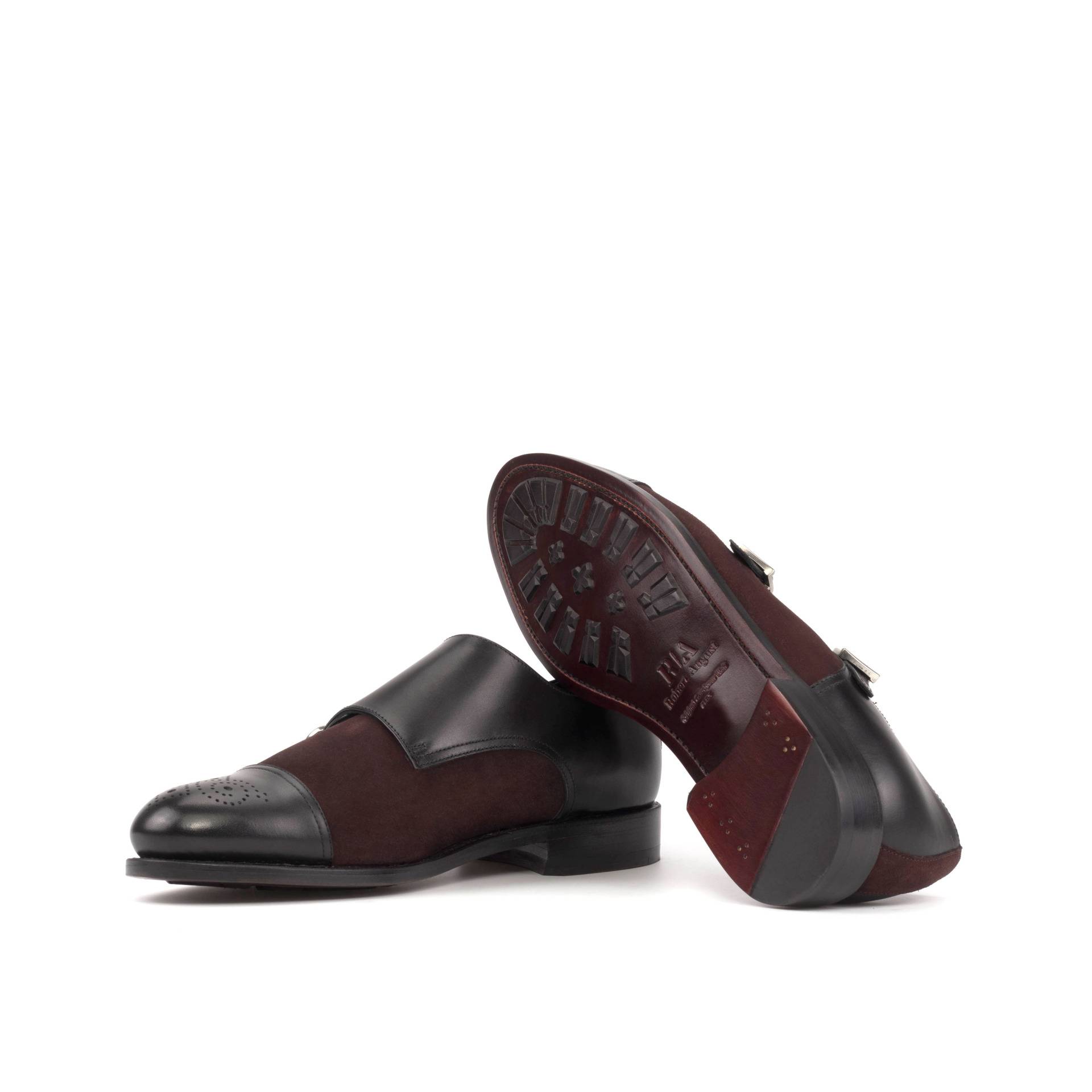 Black and Burgundy Men's Double Monks