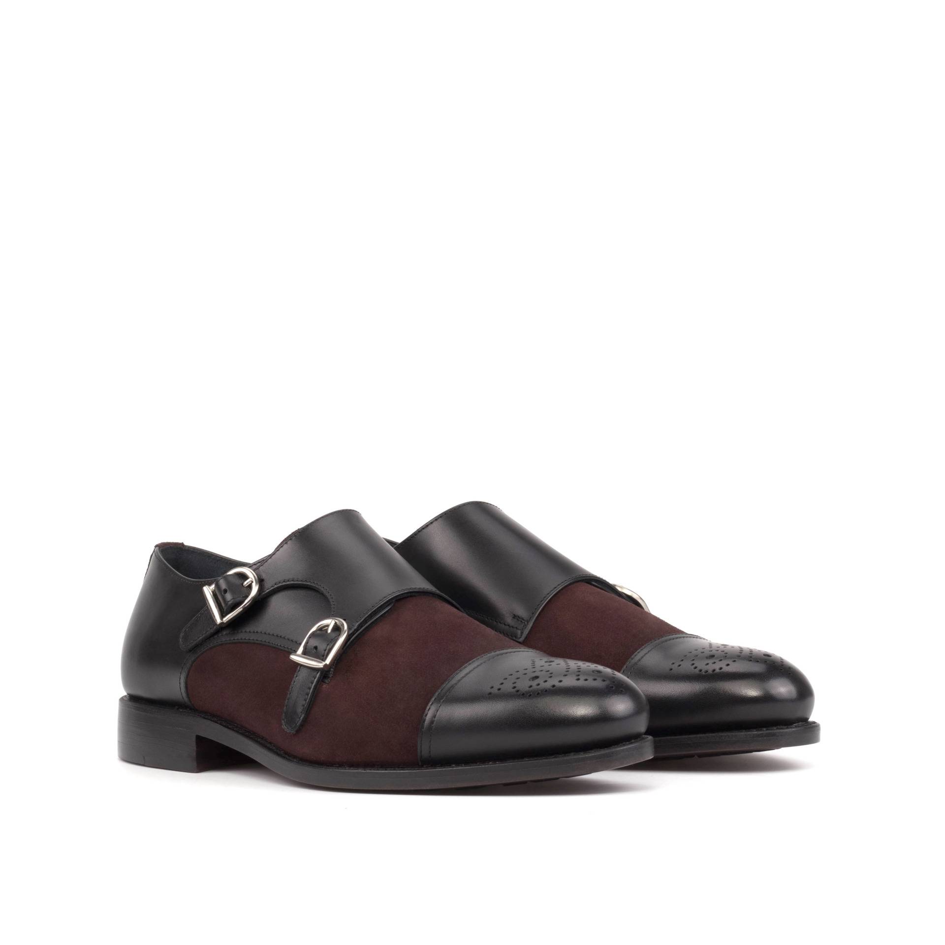 Black and Burgundy Men's Double Monks