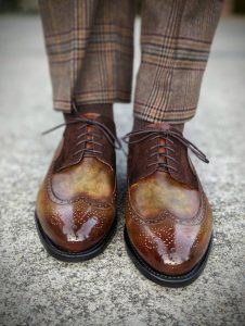 Cognac Hand Patina Men's Longwing Bluchers