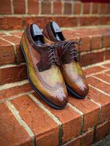 Cognac Hand Patina Men's Longwing Bluchers
