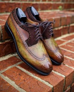 Cognac Hand Patina Men's Longwing Bluchers