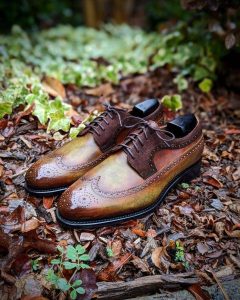 Cognac Hand Patina Men's Longwing Bluchers