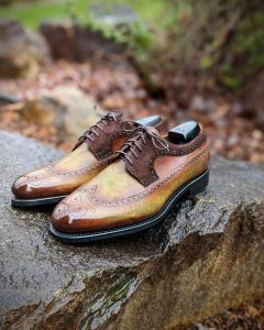 Cognac Hand Patina Men's Longwing Bluchers