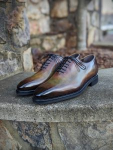 Brown Hand Patina Men's Wholecut Oxfords