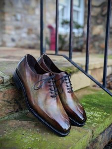Brown Hand Patina Men's Wholecut Oxfords