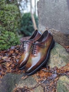 Brown Hand Patina Men's Wholecut Oxfords