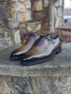 Brown Hand Patina Men's Wholecut Oxfords