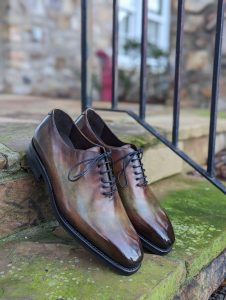 Brown Hand Patina Men's Wholecut Oxfords