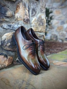 Brown Hand Patina Men's Wholecut Oxfords