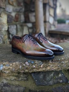 Brown Hand Patina Men's Wholecut Oxfords