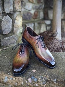 Brown Hand Patina Men's Wholecut Oxfords