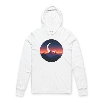 Alpine Moonlit Dream - Hooded Long Sleeve Tee Shirt